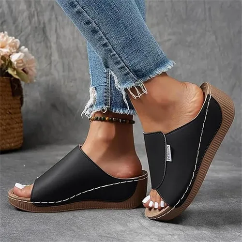 Vista 3 de Sandalias ortopédicas para mujer, con plataforma elegante, cómodas, ortopédicas, informales, para verano, con soporte de arco