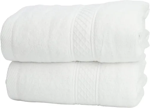 Vista 2 de Toallas de baño blancas, toallas de baño extragrandes 100% algodón, cero torsión, secado rápido, toallas de ducha suaves, toallas de baño