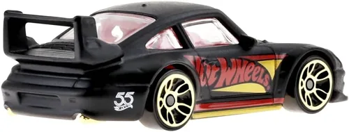 Vista 4 de Hot Wheels - Vehículo coleccionable fundido a presión, edición 55 aniversario, negro y dorado, inspirado en el auto deportivo Porsche 993 GT2 ~ 4/6