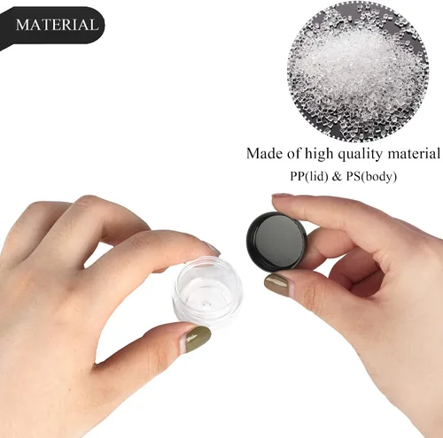 Vista 3 de 100 piezas de 5 gramos Envases de muestra, tarros vacíos de 5 ml con tapas, envases cosméticos pequeños, tarros de muestra mini con 8 piezas de mini