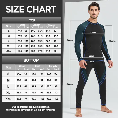 Vista 6 de UNIQUEBELLA Conjunto de ropa interior térmica para hombre, parte superior larga, forro polar, secado rápido, capa base térmica