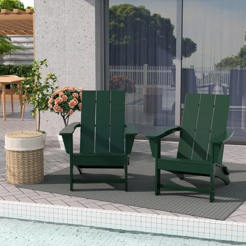 Vista 44 de WestinTrends Ashore Modern - Silla plegable Adirondack para exteriores (juego de 2), color negro