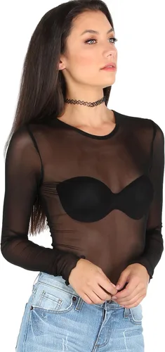 Vista 2 de Floerns Top de malla transparente de manga larga para mujer