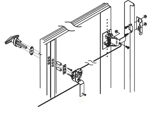 Vista 4 de Kit universal de cerradura de puerta de garaje con pestillo de resorte y manija con llave