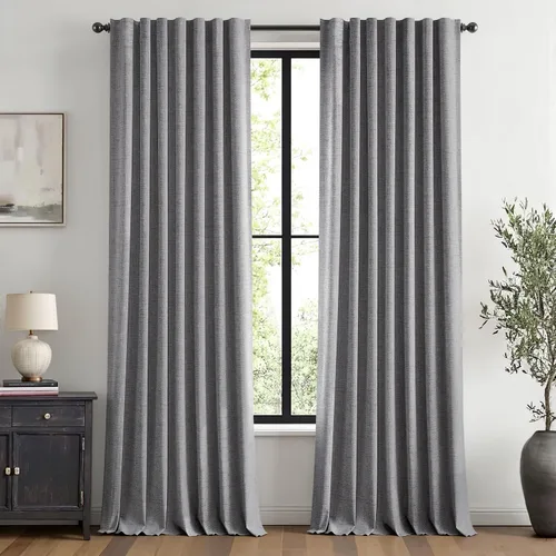 Vista 81 de MIULEE Cortinas de lino 100% opacas para dormitorio, marfil sólido, decoración de lujo, aislamiento térmico, cortinas oscurecedoras para sala
