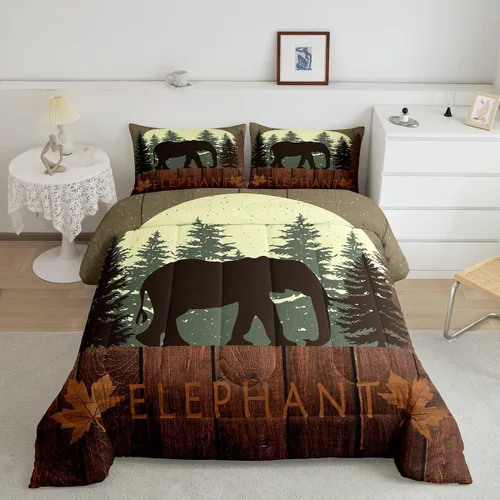 Vista 8 de Castle Fairy Cute Giraffe Bedding Set Twin Size 2 Pcs,Lodge Cabin Jungle Rustic Style Comforter Set for Kids Teens Adults,Wild Animal Pine Trees