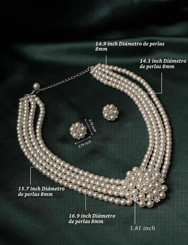 Vista 4 de Zivyes Audrey Hepburn Holly Golightly Breakfast at Tiffanys - Accesorio para disfraz, collar y guantes
