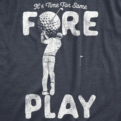 Vista 2 de Camiseta divertida con texto en inglés It's Time for Some Foreplay para hombre, Azul marino (Heather Navy)