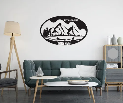 Vista 9 de Letrero de metal con nombre personalizado, arte de pared y decoración personalizada, regalo de apellido personalizado, letrero de árbol genealógico