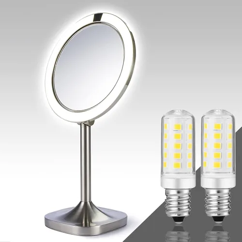 Vista 6 de Espejo de aumento iluminado de doble cara, bombilla de repuesto para espejo de maquillaje o aumento iluminado de doble cara, blanco cálido 3K