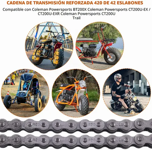 Vista 5 de Cadena de Jackshaft 420 de 42 Eslabones + Rompecadenas, compatible con Coleman BT200X CT200U Trail 200 CT200U-EX Baja TrailMaster Warrior Heat