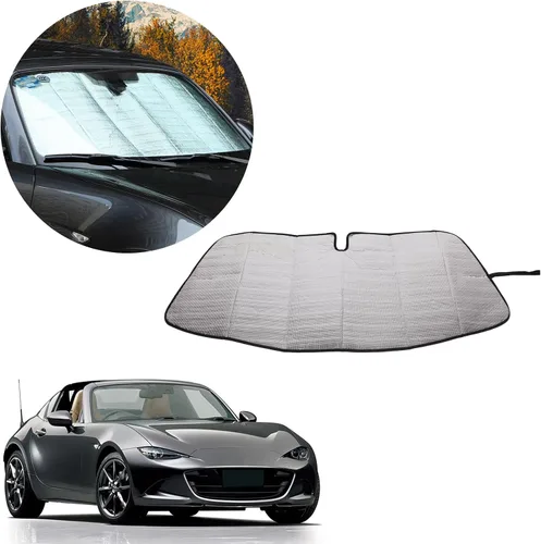 Vista 6 de Parasol para parabrisas de automóvil compatible con Mazda MX-5 2016-2024, protector de visera solar para ventana delantera, protección UV