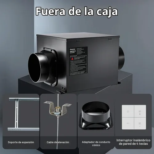 Vista 6 de GROWNEER - Ventilador de escape de baño en línea de 15 cm, ventilador de ventilación de 220 CFM con control remoto, ventilador de techo de 5