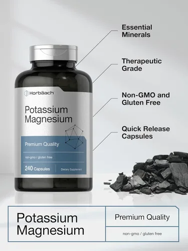 Vista 4 de Horbäach Suplemento de potasio y magnesio 240 cápsulas Calidad premium Sin OMG y sin gluten