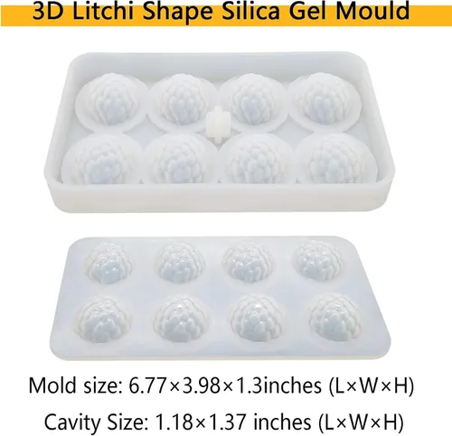 Vista 2 de OCPO KITCHEN Molde de silicona para litchi 3D para hornear pasteles de mousse, dulces, chocolate, trufas, pasteles, cupcakes, pudín de frutas