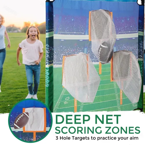 Vista 4 de GOODLYSPORTS Juego de lanzamiento de fútbol americano con 4 pelotas inflables + diana de lanzamiento de 66" - práctica de diana de fútbol americano