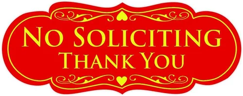 Vista 9 de Letrero con frase en inglés "NO SOLICITING Thank You