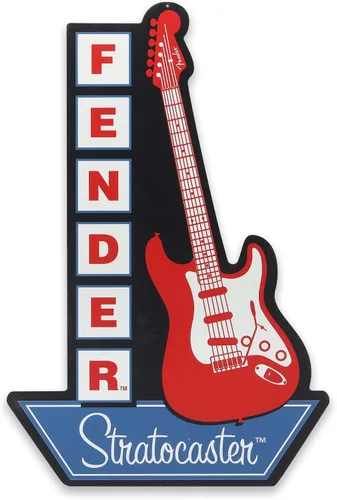 Vista 9 de Cartel de metal de guitarra Fender desde 1946 - Gran cartel de pared de guitarra Fender para sala de música o guarida del hombre