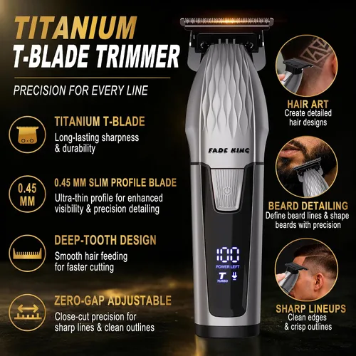 Vista 5 de FADEKING Cortadora de pelo profesional para hombres, kit de aseo 3 en 1