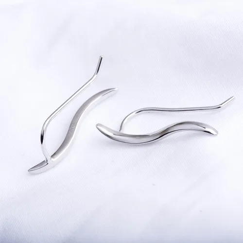 Vista 6 de S.Leaf Pendientes de plata de ley para escaladores de oreja plateado