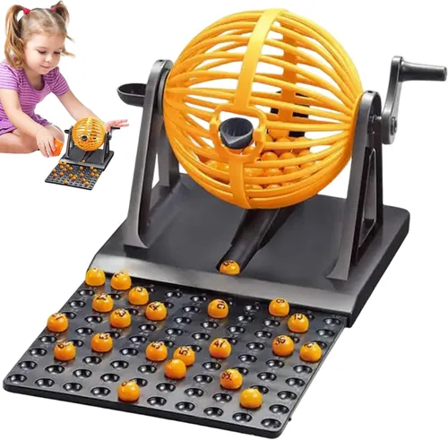 Vista 6 de Juego de bingo con 12 tarjetas y 90 bolas de números, máquina de juego divertida para la familia, niños y adultos, sin fichas incluidas