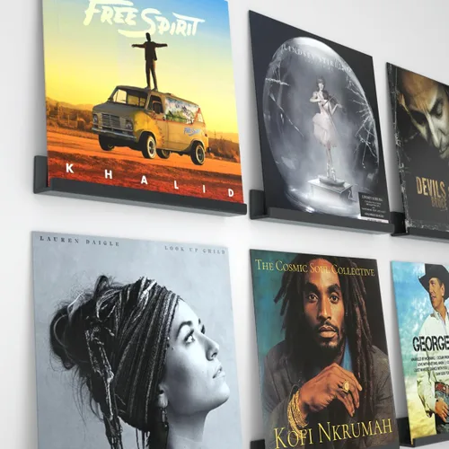 Vista 8 de NIUBEE Soporte de pared de acrílico para discos de vinilo (montaje perforado, negro)