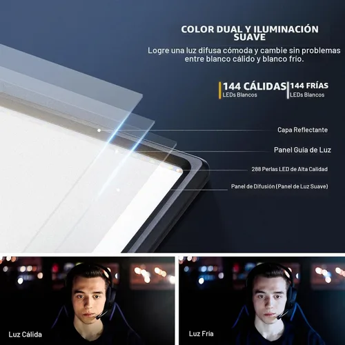 Vista 4 de Neewer Kit de iluminación LED de 18 pulgadas con panel de luz de video con control remoto, paquete de 2 unidades de 45 W regulable bicolor + soporte