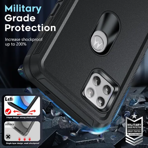 Vista 5 de LeYi Funda para Motorola One 5G Ace: Moto G 5G (2020): Funda resistente 3 en 1, funda resistente 3 en 1, funda para teléfono celular a prueba