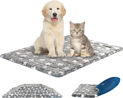 Vista 8 de KROSER Alfombrilla para Jaula Reversible (Fría y Cálida), Lavable a Máquina, para Perros Pequeños a XXX-Grandes, Gris, Azul Marino