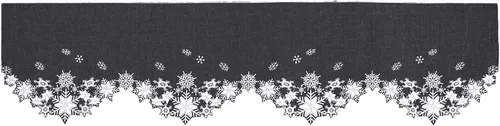 Vista 2 de Simhomsen Bufanda Bordada con Copos de Nieve para Repisa de Chimenea para Navidad (90×17 pulgadas, Gris)