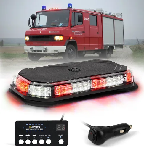Vista 12 de Xprite Barra de Luz Estroboscópica de Emergencia Ámbar para Techo, Luces Intermitentes de Seguridad Beacon de Advertencia con Panel de Control Base