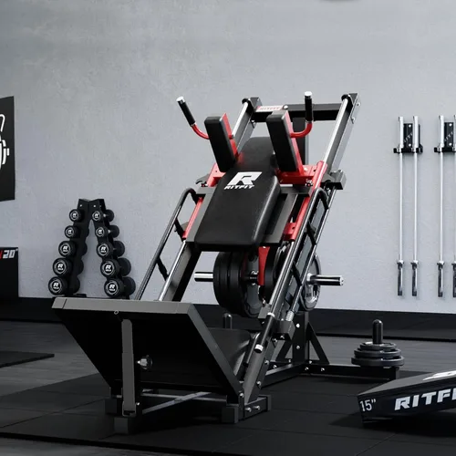 Vista 9 de RitFit Máquina de sentadillas para prensa de piernas, máquina profesional de prensa de piernas ajustable para gimnasio en casa con rodamiento