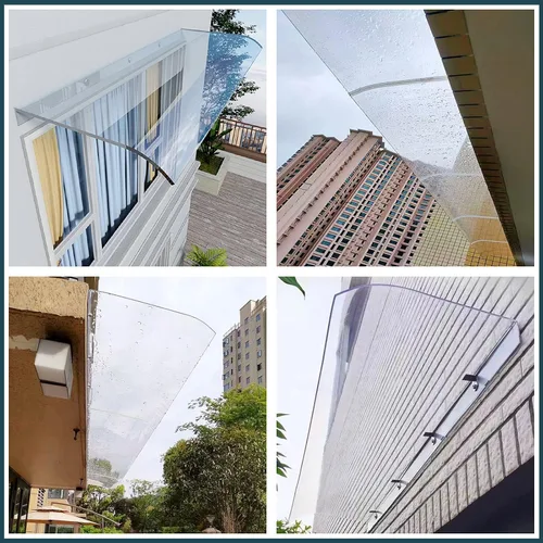 Vista 6 de Toldo invisible para puerta delantera, para exteriores, toldo transparente para jardín, patio, toldo de entrada, cubierta de policarbonato