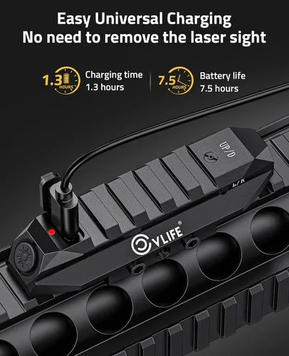 Vista 2 de CVLIFE Laser Sight for Rifle, Rechargeable Picatinny Rifle Laser Sight Low Profile, Strobe Mode, for Zeroing Hunting Shooting