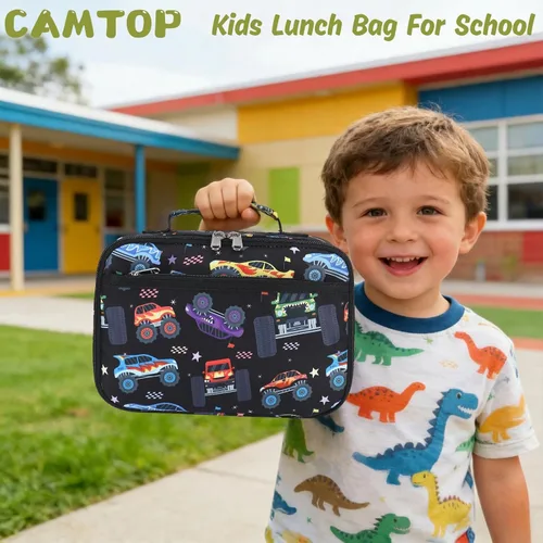 Vista 7 de CAMTOP Mochila para niños pequeños, 12 pulgadas para preescolar y guardería Vehículo negro