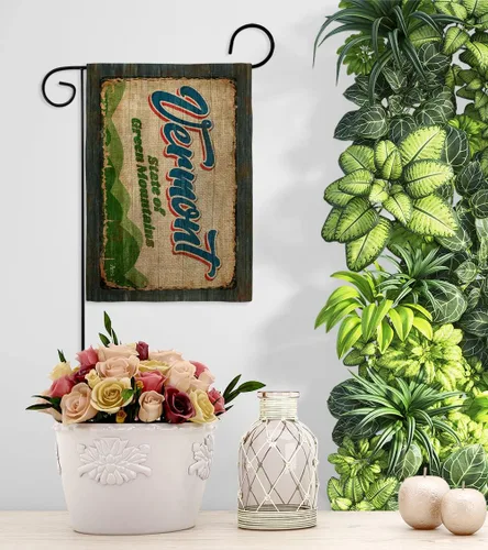 Vista 9 de Americana Home & Garden Vermont Vintage Burlap Garden House Flag Set Regional States American Territories Republic Country Particular Area