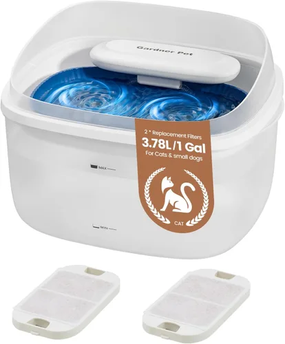 Vista 10 de Gardner Pet Fuente de agua para mascotas de 1 galón, fuente de agua para perros Vortex, fuente automática ultra silenciosa para gatos con filtro