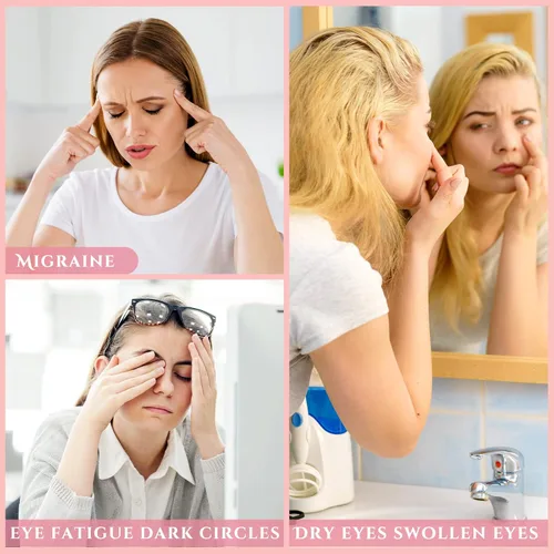 Vista 4 de Hicarer 2 piezas de Jade máscara de ojos rosa verde jade piedra máscara facial refrescante máscara para aliviar la hinchazón masaje relajar arrugas