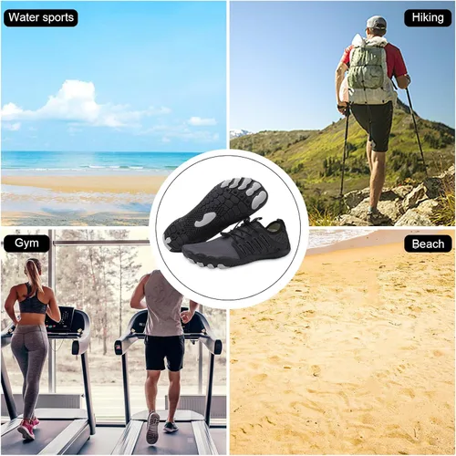 Vista 5 de Snugeasy Zapatos acuáticos para mujeres y hombres, de secado rápido, zapatos acuáticos sin cordones, para senderismo, natación, parques acuáticos