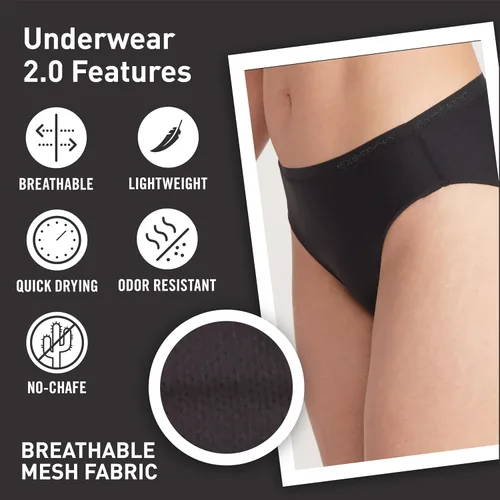 Vista 34 de ExOfficio Give-N-Go 2.0 - Calzones de bikini para mujer, transpirables, duraderos, de fácil cuidado, ropa interior de viaje