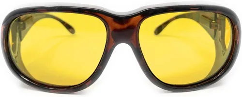 Vista 3 de Ajuste de conducción de visión nocturna amarilla sobre gafas desgaste sobre gafas