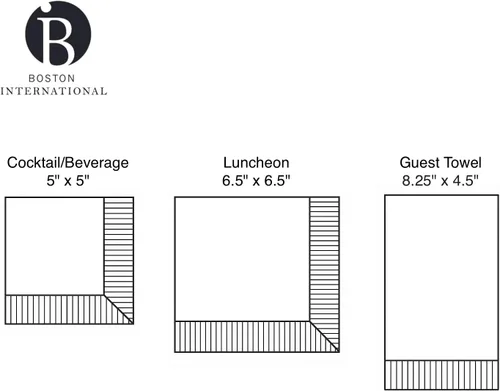 Vista 2 de Boston International BF797097 - Servilletas de papel para buffet IHR de toalla de invitado, 8.5" x 4.5", Blanco Palacio/Negro
