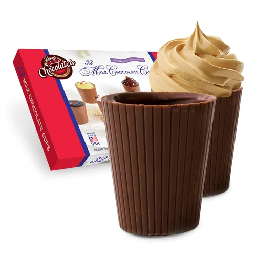 Vista 8 de Lang's Chocolates Tazas de chocolate negro – Sin lácteos, sin gluten, Kosher y certificado lácteo – Añadir mousse, postre o licor – Perfecto