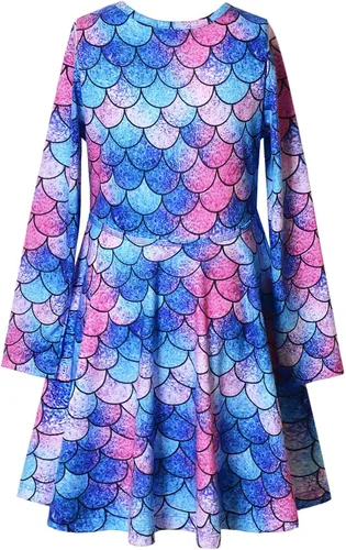Vista 2 de Jxstar Vestidos de manga larga para niñas, ropa de otoño e invierno, vestido con vuelo