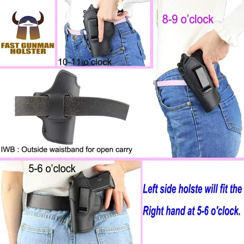 Vista 5 de Cartuchera IWB para uso oculto en la cintura. Compatible con: Ruger EC9 EC9S / LC9 LC9S / LC380 / SR22/SR9C SR40C MAX 9/Security 9 Compact