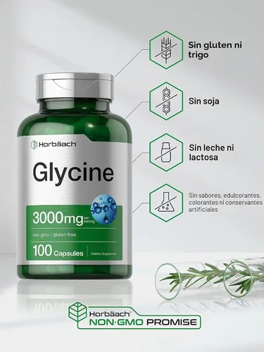 Vista 4 de Horbäach Glicina 3000mg Suplemento 100 cápsulas en polvo