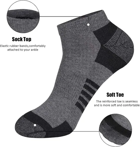 Vista 4 de COOVAN 10 Pairs Mens Ankle Socks Men 10 Pack Low Cut Comfort Cushion Casual Socks