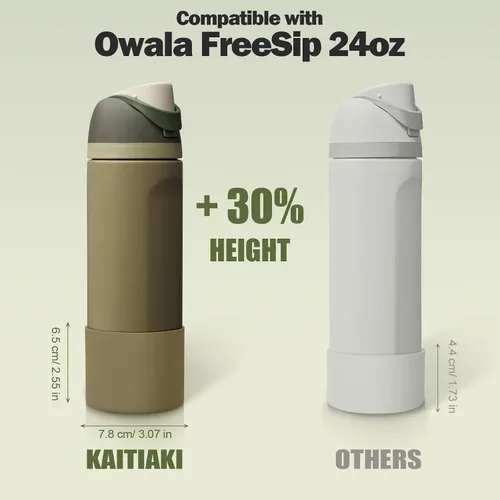Vista 2 de 2 botas de silicona compatibles con Owala FreeSip de 24 onzas, funda protectora superior para botella de agua, reducción de ruido, cubierta inferior