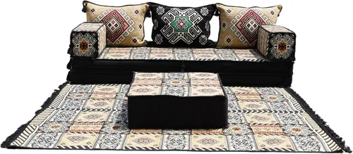 Vista 9 de arabicsofa Juego de sofá de piso árabe esquinero en forma de L - Asiento Majlis marroquí para sala de estar