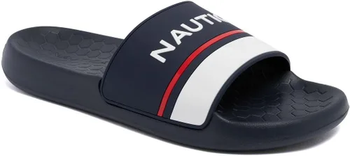 Vista 17 de Nautica Sandalias deslizantes de punta abierta para hombre - Cómodas pantuflas de ducha para interiores y exteriores Portero de la Marina